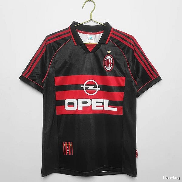 AC Milan Streetwear Retro soccer jersey Red Black Striped with Logo Accent