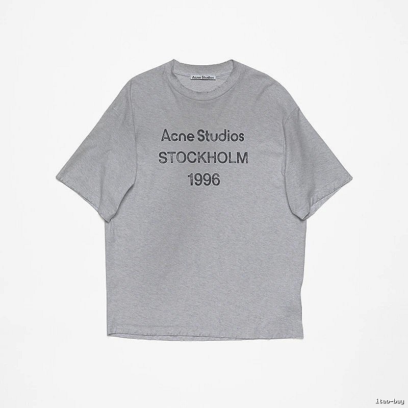 Acne Studios 2090-80 Gray Style Ac908026 Stockholm Logo T-Shirt Streetwear Look