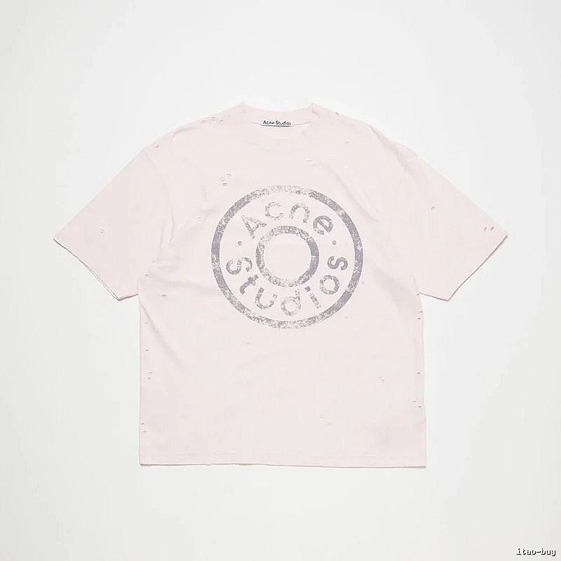 Acne Studios 2090-80 Pink Multicolor Pink Style Ac908041 Stockholm Logo T-Shirt Commuter Look