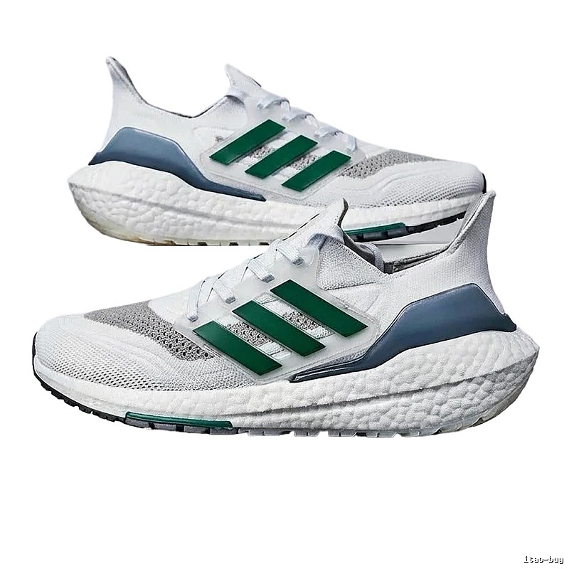 Adidas retro-style white, green and grey running shoes
