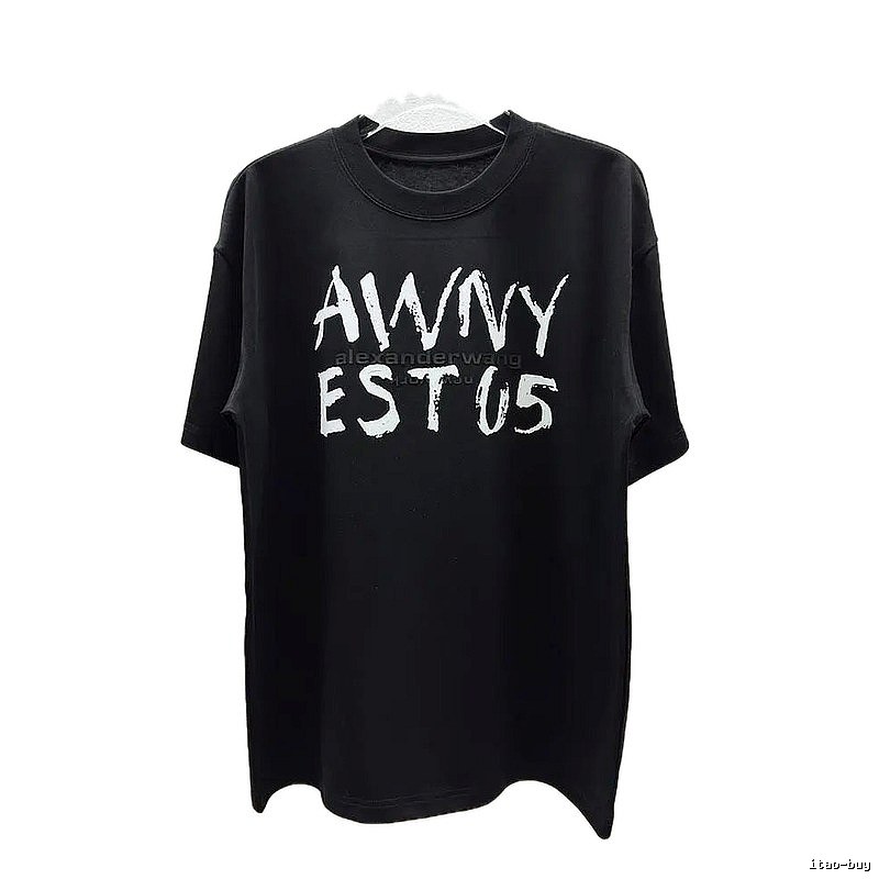 Alexander Wang Alphabet Street Style Black T-Shirt