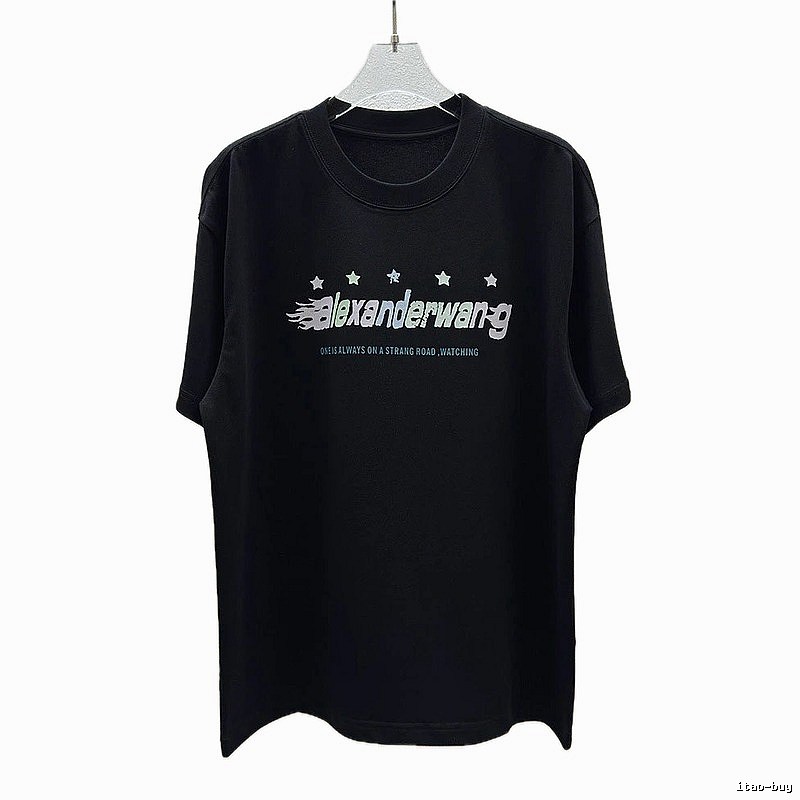 Alexander Wang Star Print Trendy Black T-Shirt