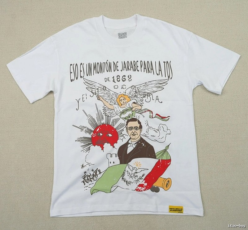ALOCS Illustration Vintage Street Style White T-Shirt