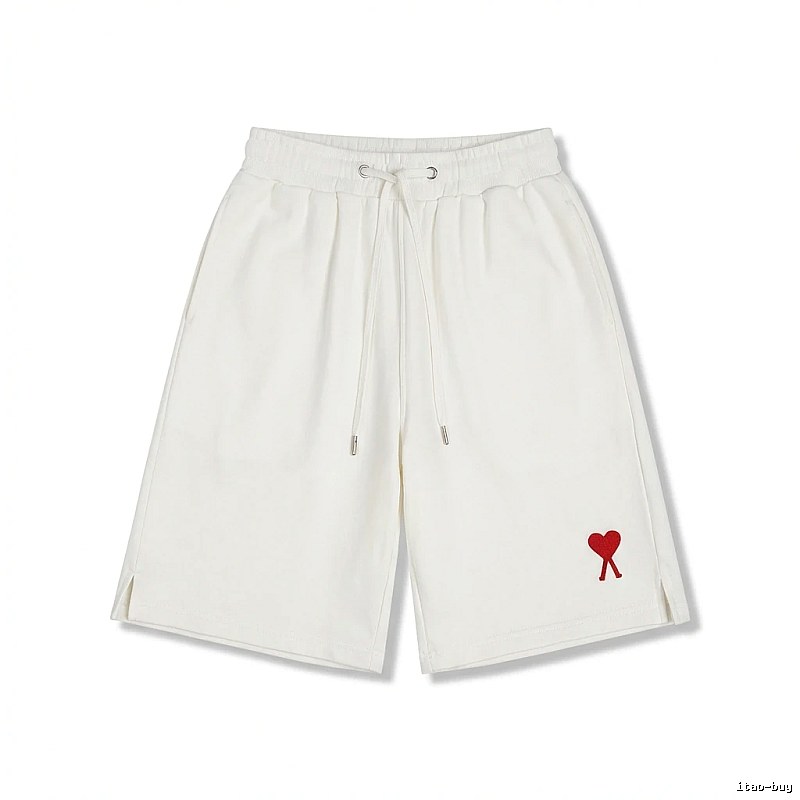 AMI Embroidered Minimalist Style White Shorts