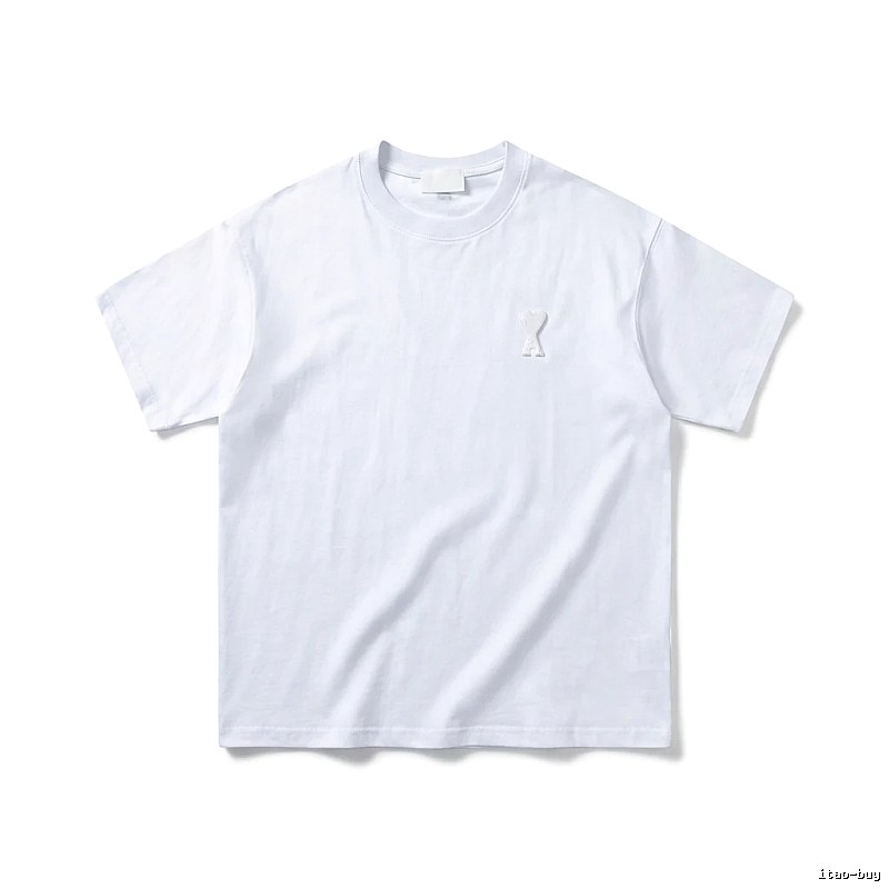 AMI Embroidered Minimalist Style White T-shirt