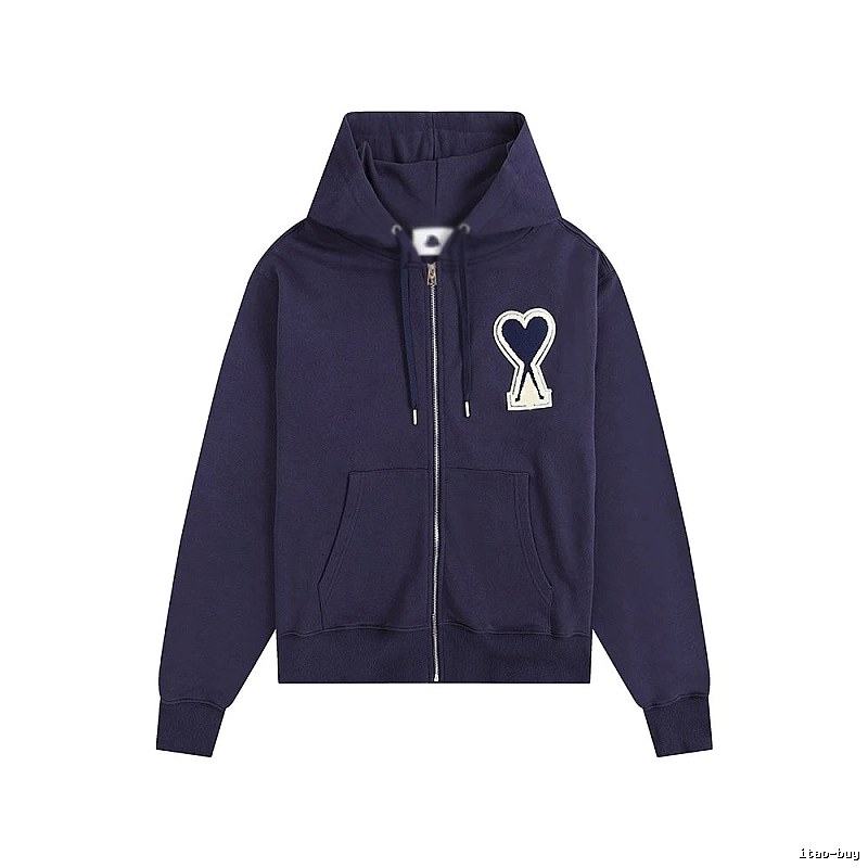 AMI Heart Pattern Zipper Hoodie