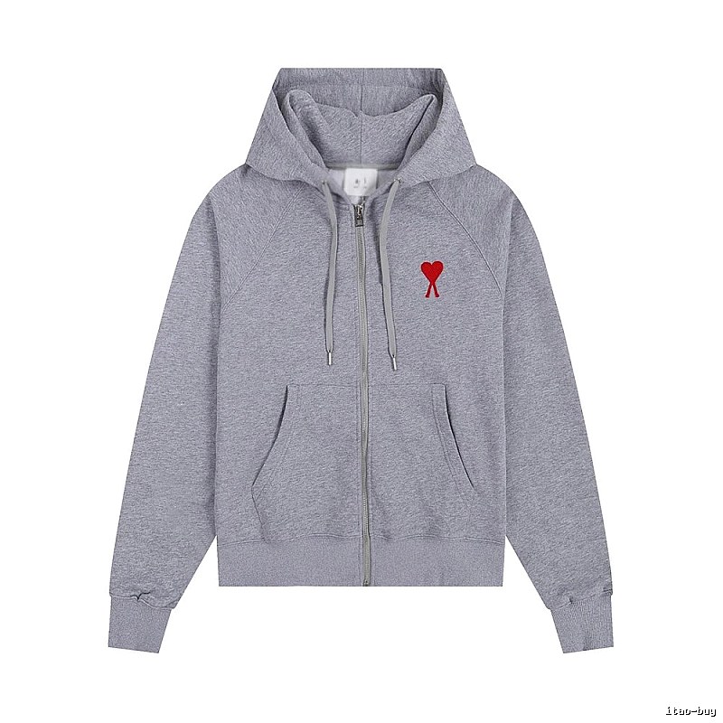 AMI Love Embroidery Grey Hoodie