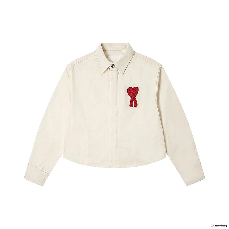 AMI Love Embroidery Minimalist Style White Shirt