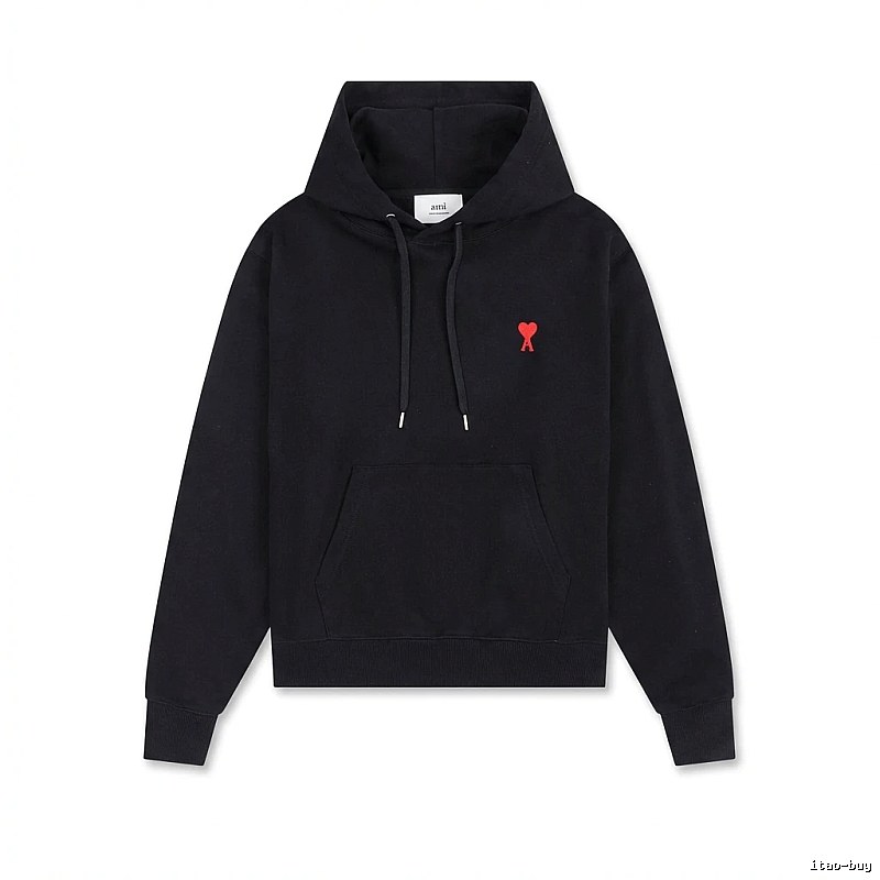 AMI Love Embroidery Trendy Brand Black Sweatshirt