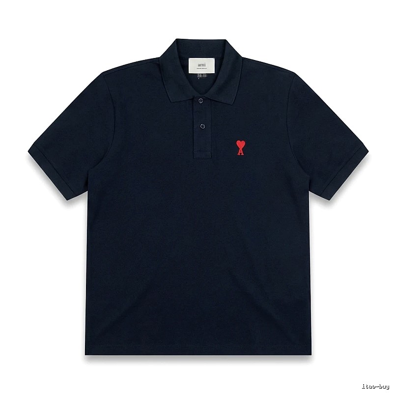 AMI Love Heart Logo Minimalist Style Polo Shirt