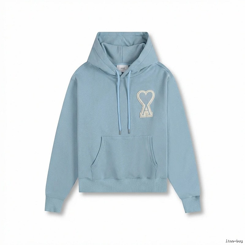 AMI Love Heart Pattern Light Blue Hoodie