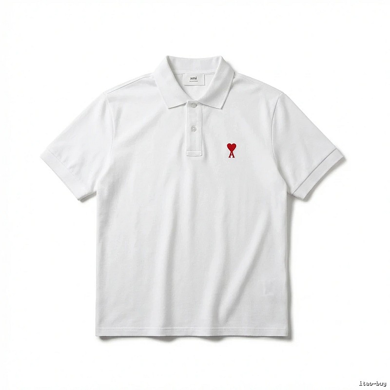 AMI Love Simple White Polo Shirt
