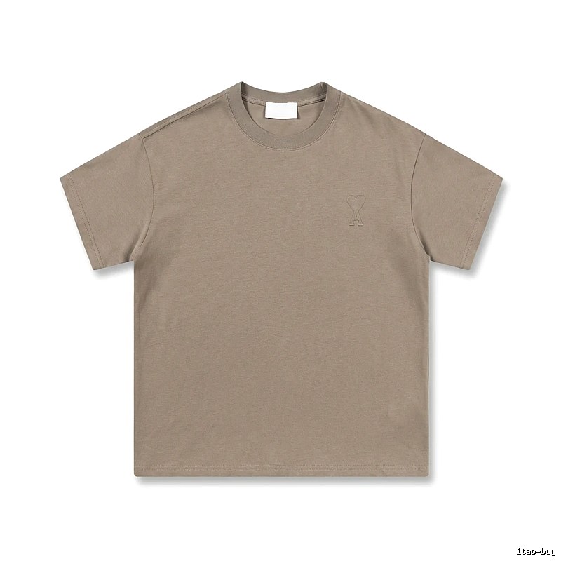 AMI minimalist style khaki T-shirt