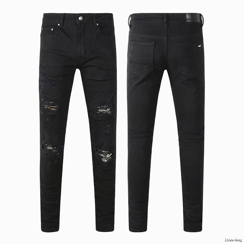 AMI Ripped Trendy Cool Black Jeans