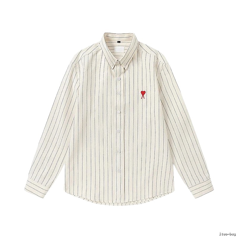 AMI Stripe Minimalist Style White Shirt