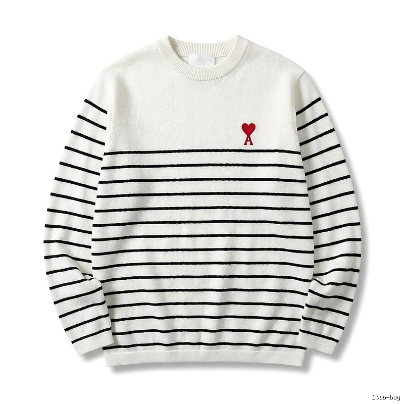 AMI striped minimalist style white sweater
