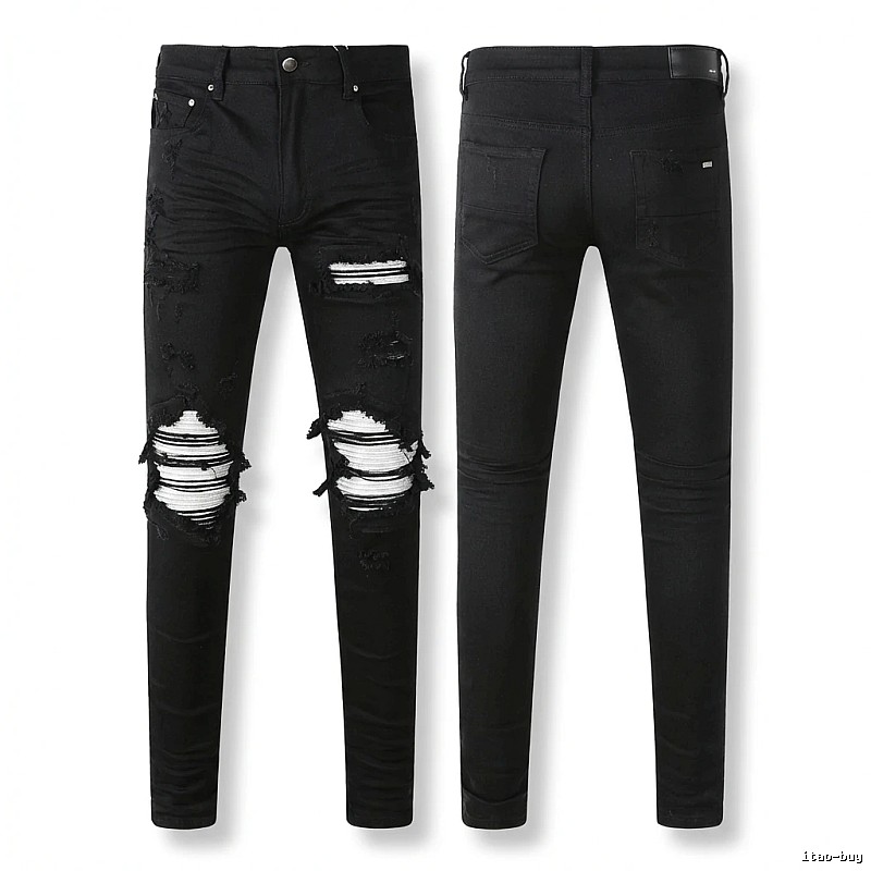 AMI trendy brand black jeans with holes