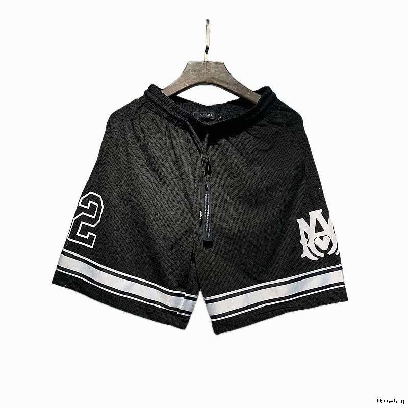 AMIRI American street style black printed sports shorts