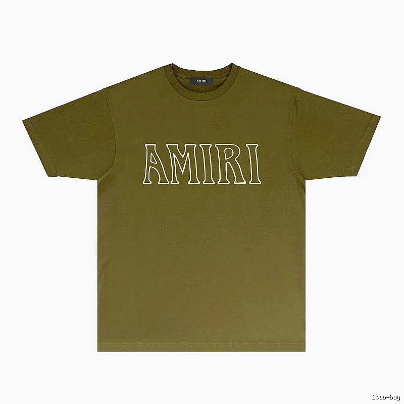 AMIRI Basic Style Trendy and Cool Olive Green T-shirt