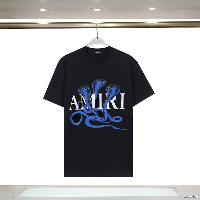 Amiri Casual Graphic T-shirt White Blue Amiri for Streetwear Looks