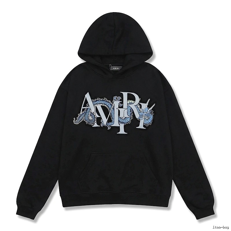 AMIRI Dragon-Patterned Trendy and Cool Black Sweatshirt