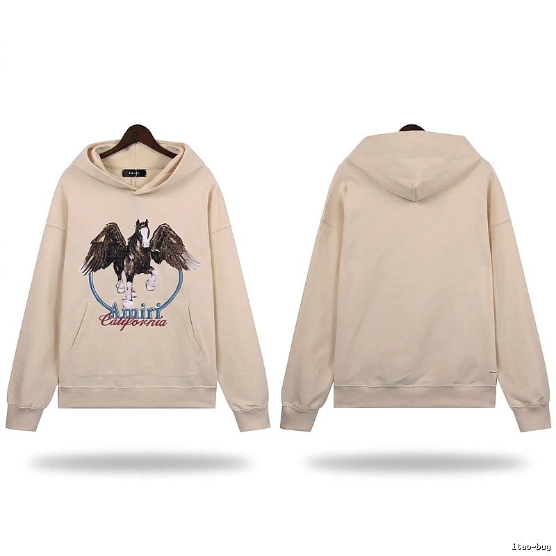 AMIRI Pegasus Series Casual Style Off-White Sweatshirt