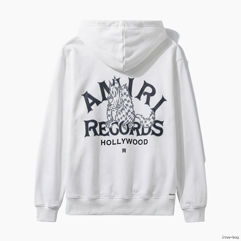 AMIRI RECORDS Series White Trendy and Cool Sweatshirt