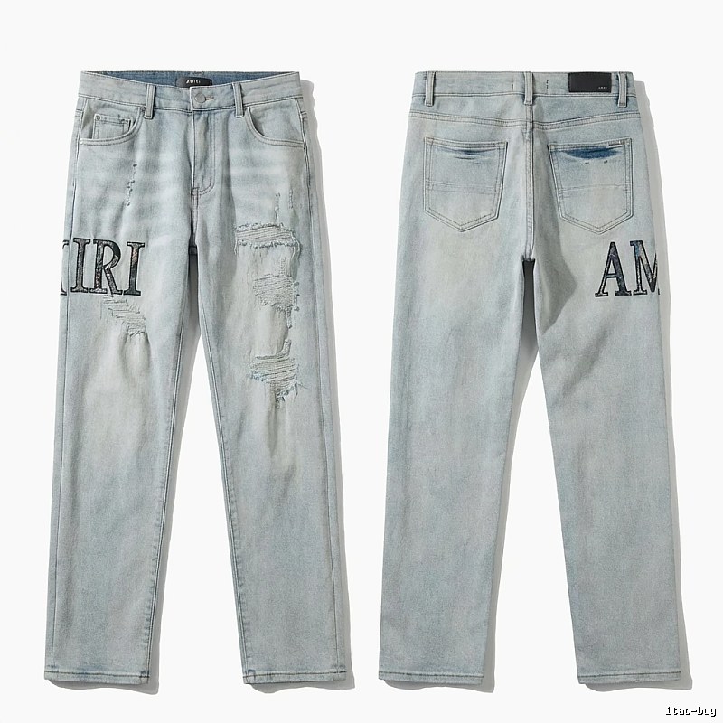 AMIRI ripped trendy light blue jeans