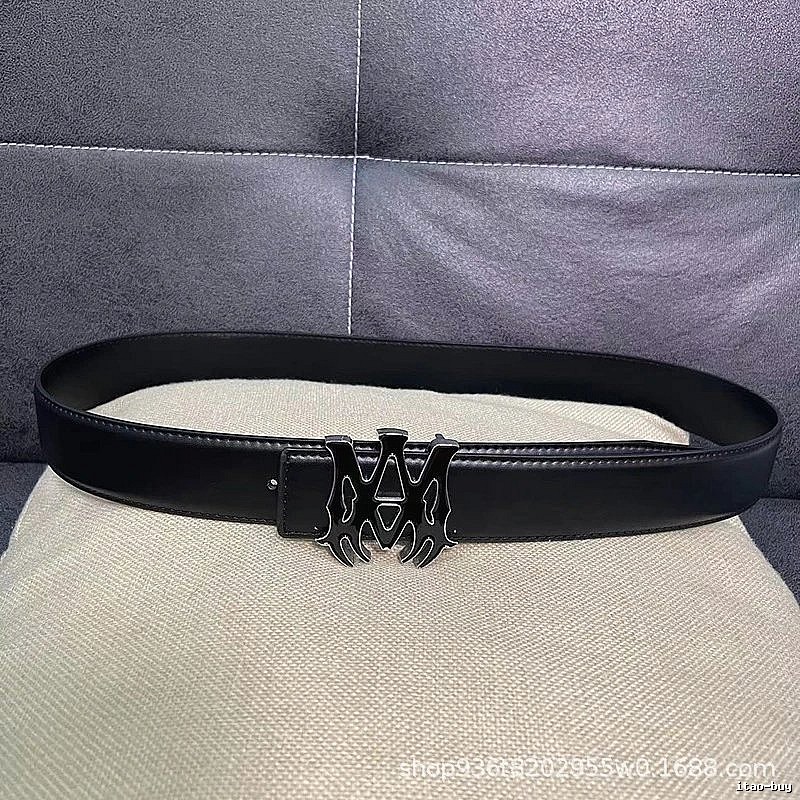Amiri Streetwear Logo belt Black Belt Metallic with Logo Accent