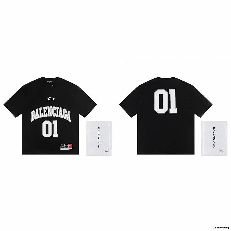 Balenciaga 01 Printed Street Style Black T-shirt