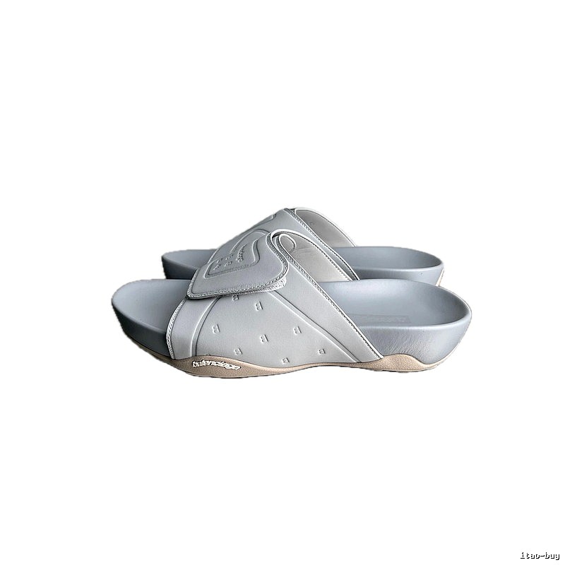 Balenciaga B Embossed Trendy Light Grey Slippers