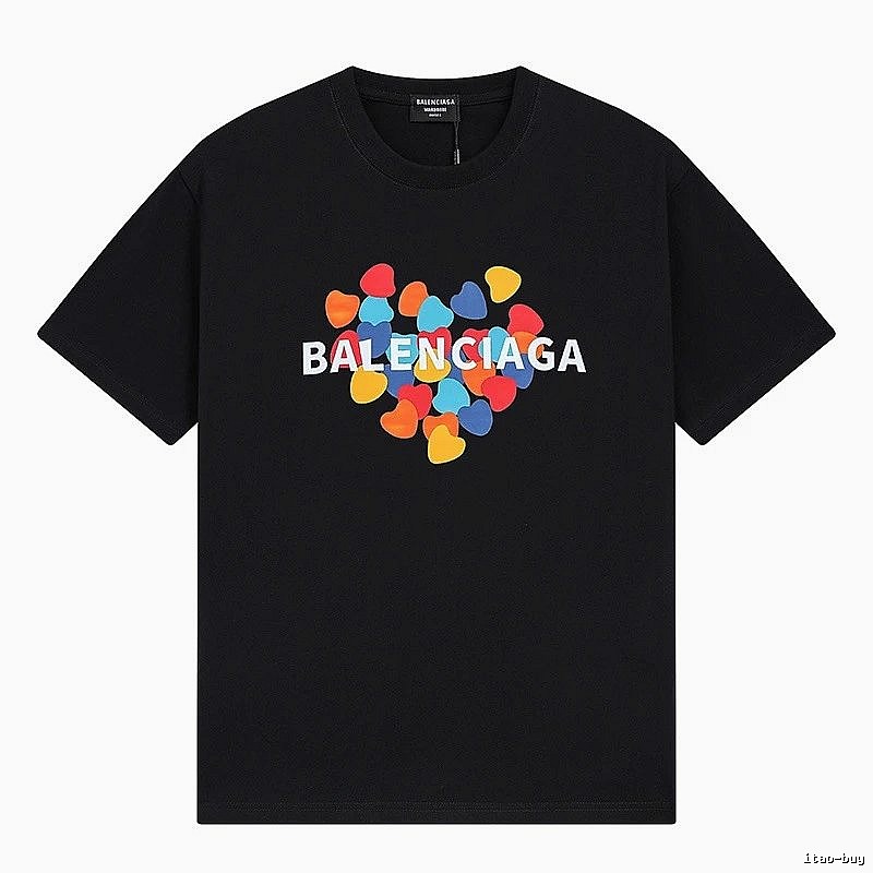 Balenciaga black T-shirt with a heart print.
