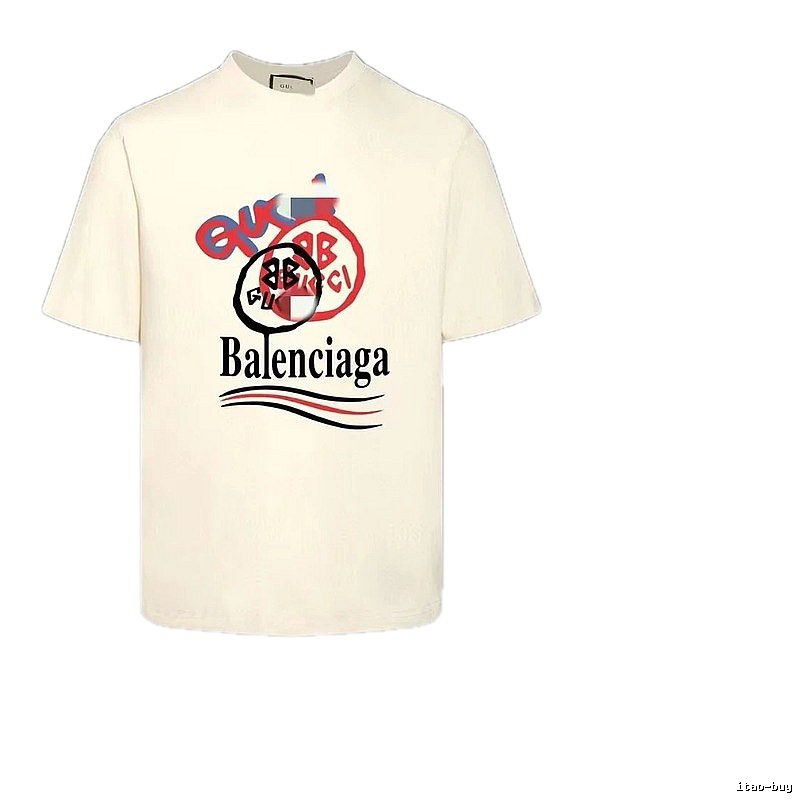 Balenciaga Co-branded Graffiti-style Off-white T-shirt