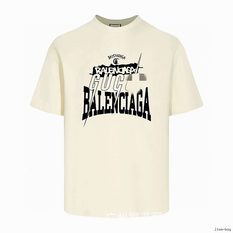 Balenciaga Co-branded Printed Street-style Off-white T-shirt