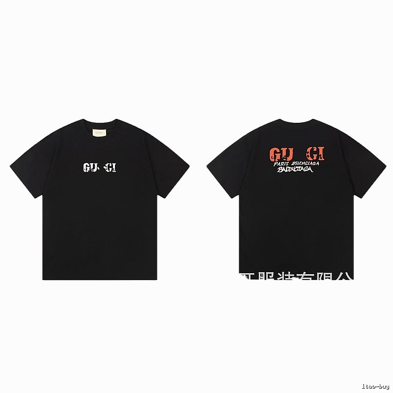 Balenciaga Co-branded Street Style Printed Black T-Shirt