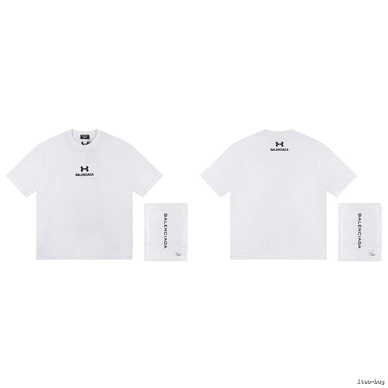 Balenciaga Co-branded Trendy Printed White T-Shirt