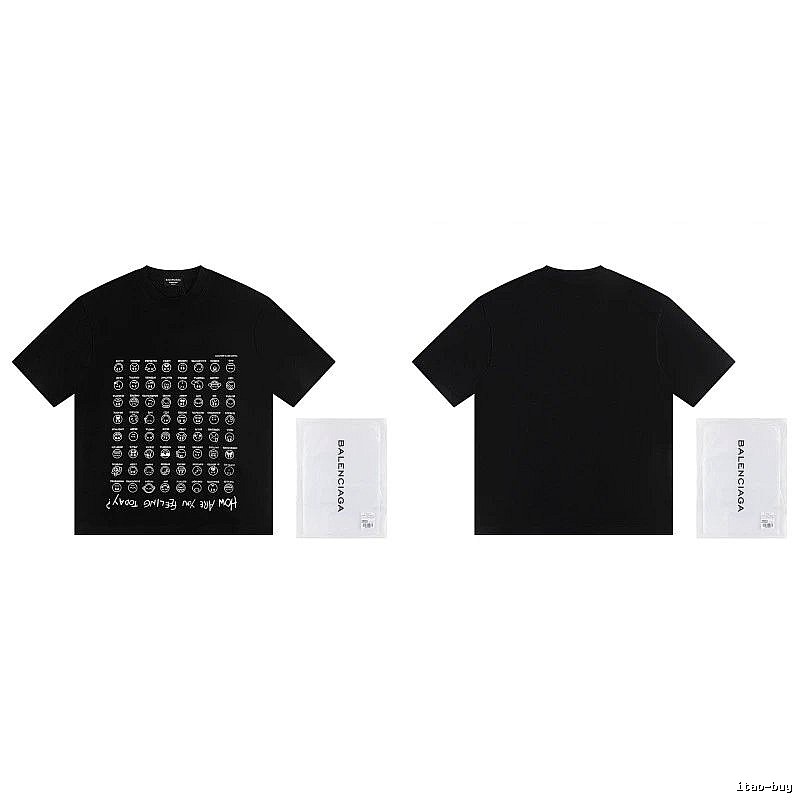 Balenciaga Emoji Printed Street Style Black T-Shirt
