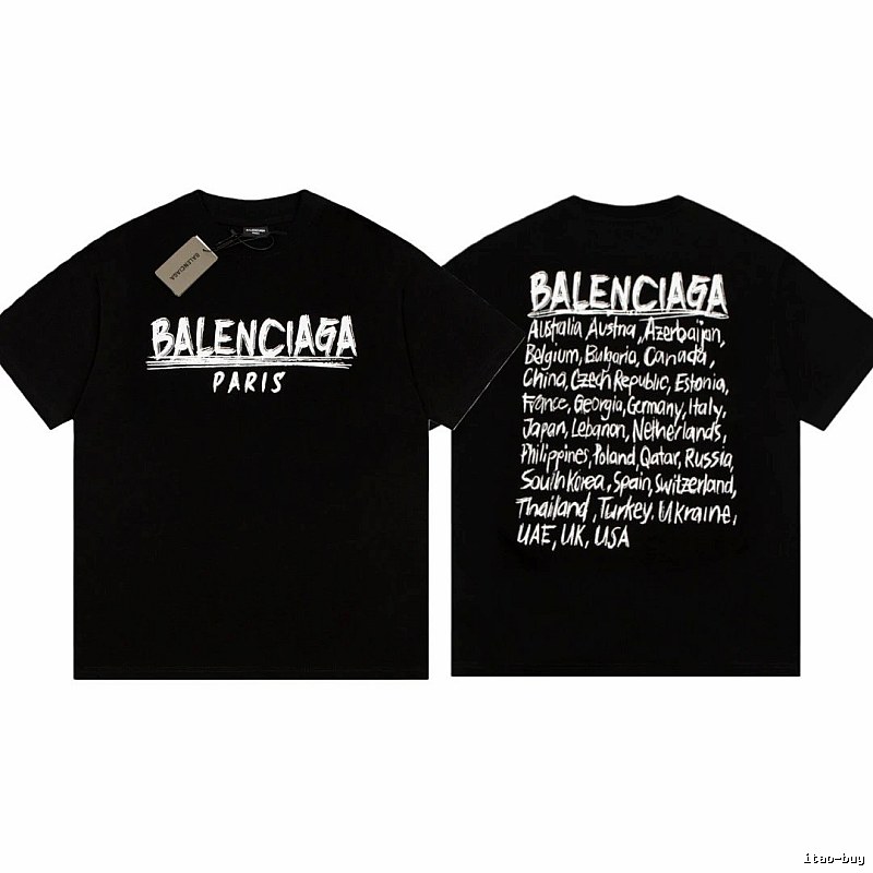 Balenciaga Graffiti Street Style Black Short Sleeve T-shirt