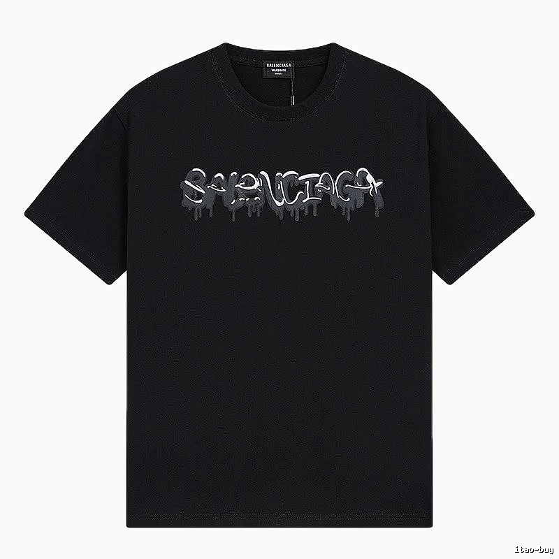 Balenciaga Graffiti Street Style Black Short Sleeve T-shirt