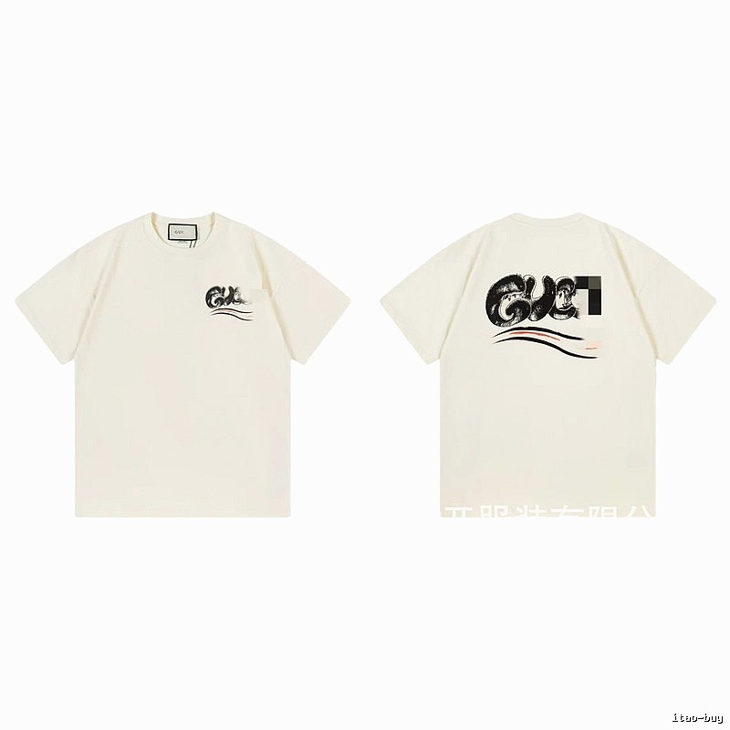 Balenciaga Graffiti Street Style Off-White Short-Sleeve T-Shirt