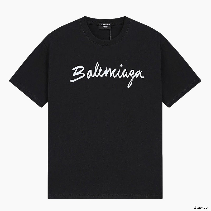 Balenciaga Handwritten Trendy Style Black T-shirt