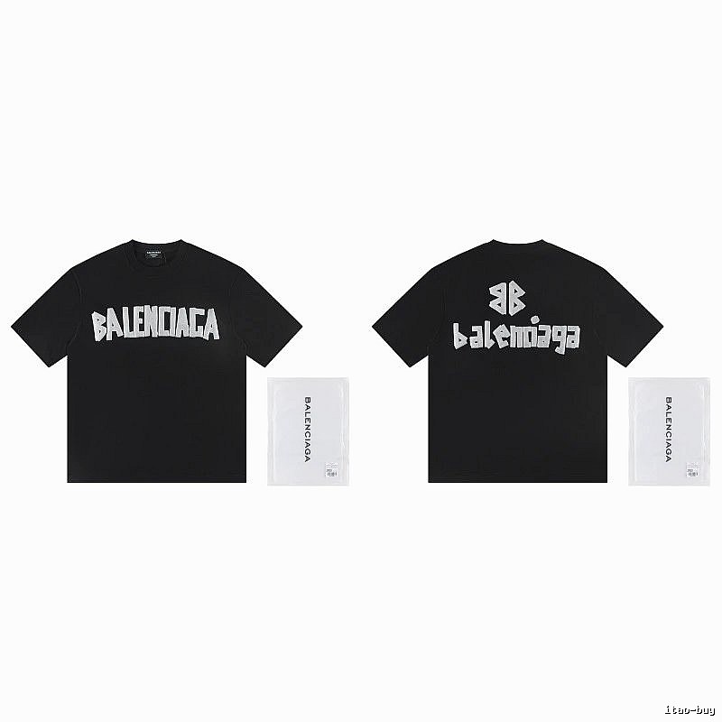 Balenciaga Letter Print Street Style Black T-Shirt