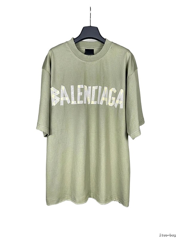 Balenciaga letter-style olive green T-shirt