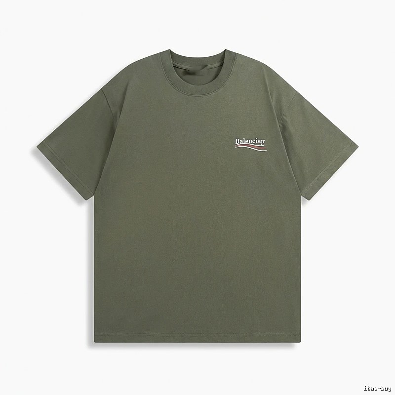 Balenciaga minimalist style olive green T-shirt