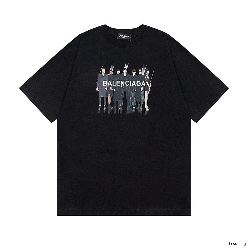 Balenciaga Portrait Print Trendy Black T-Shirt