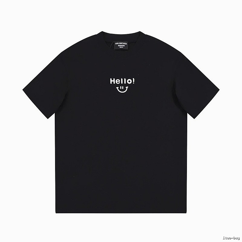 Balenciaga Smiley Print Street Style Black T-Shirt