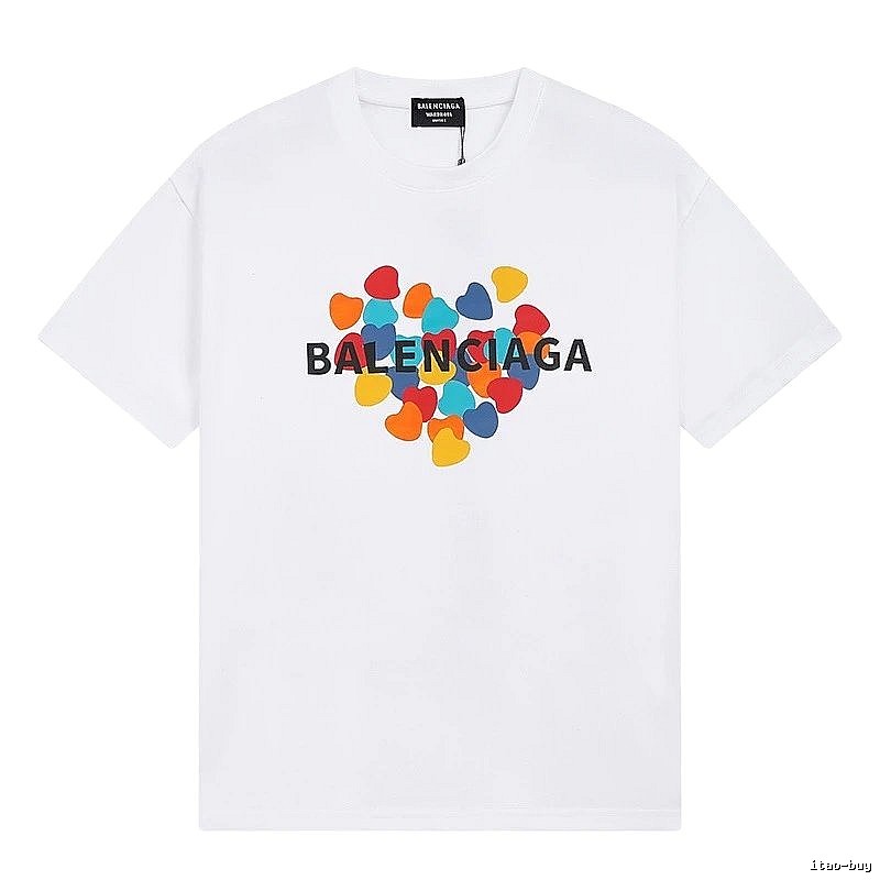 Balenciaga White T-shirt with Heart Print