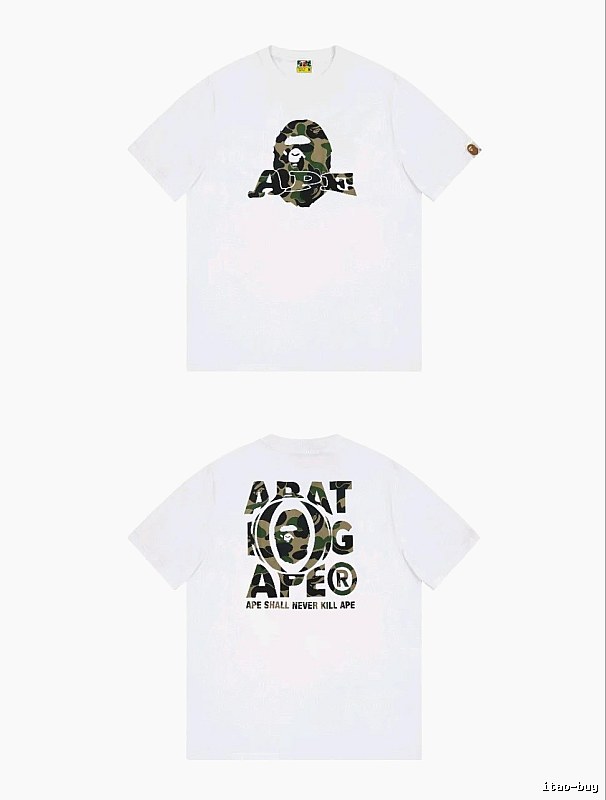 Bape Ape Head Camouflage Style White T-shirt