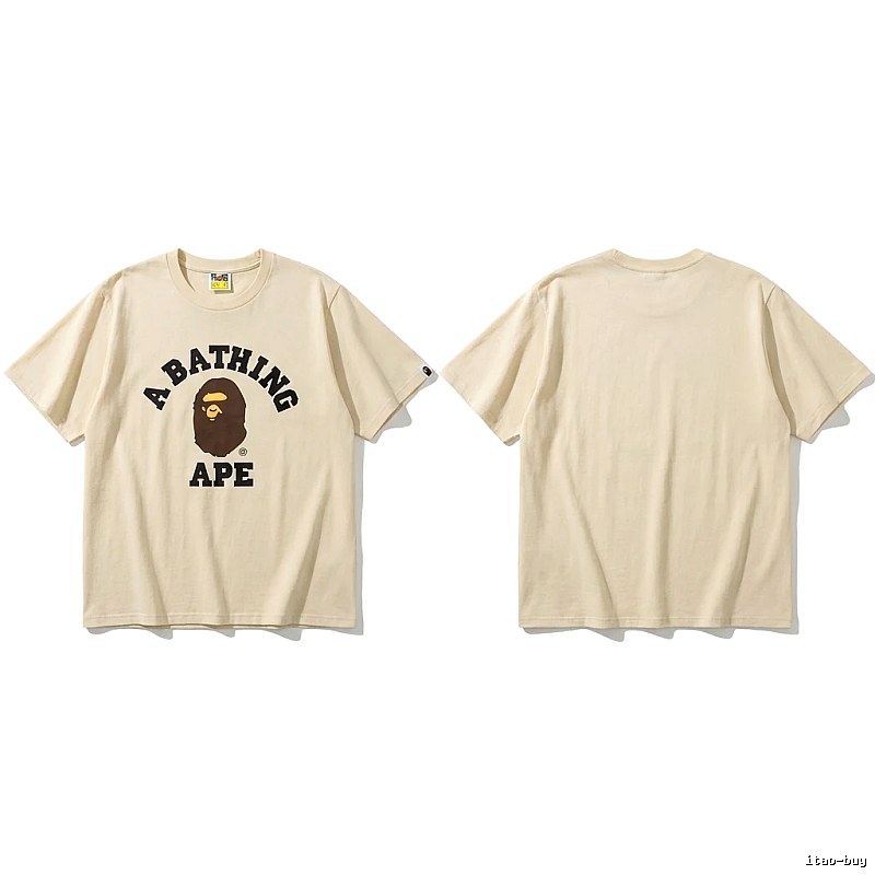 Bape Ape Head Minimalist Style Beige T-shirt