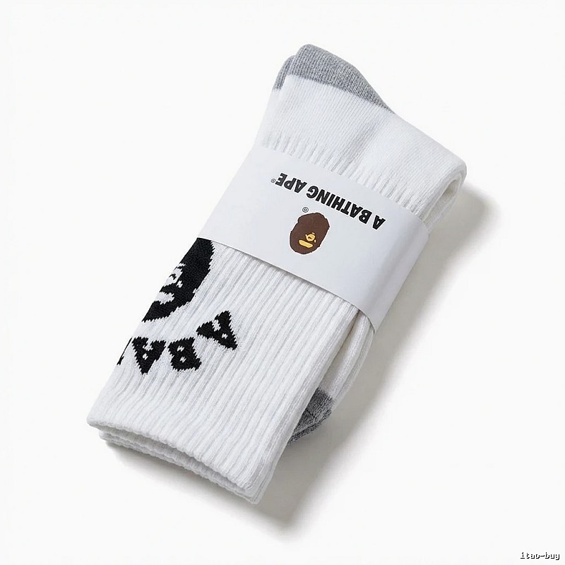 Bape Ape Man trendy brand white socks